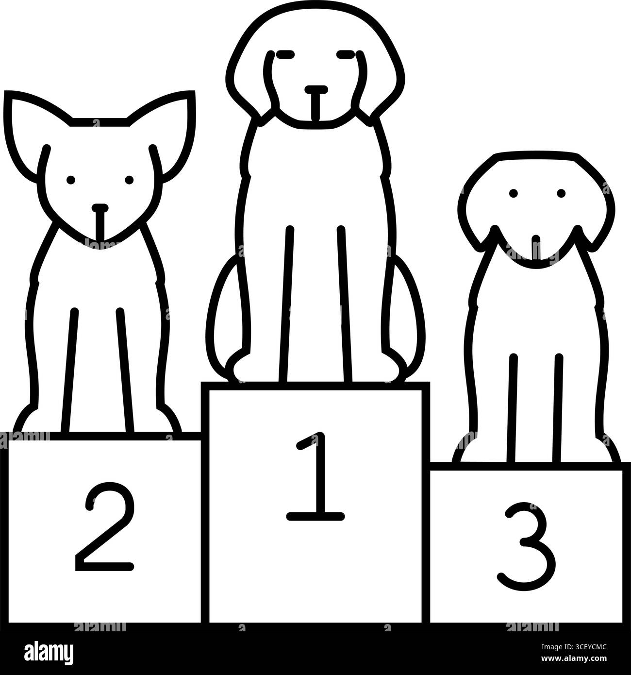 illustrazione vettoriale dell'icona della linea del concorso per cani da podio Illustrazione Vettoriale