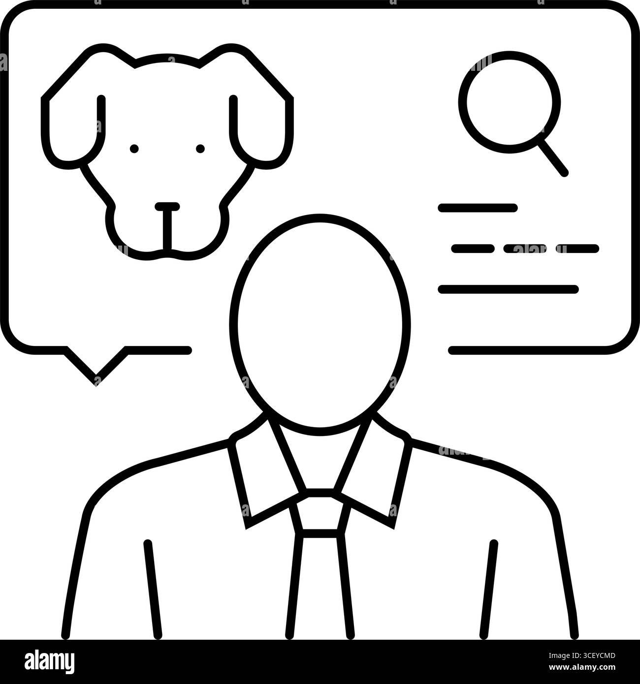 giudicare il concorso per cani mostra l'icona della linea immagine vettoriale Illustrazione Vettoriale