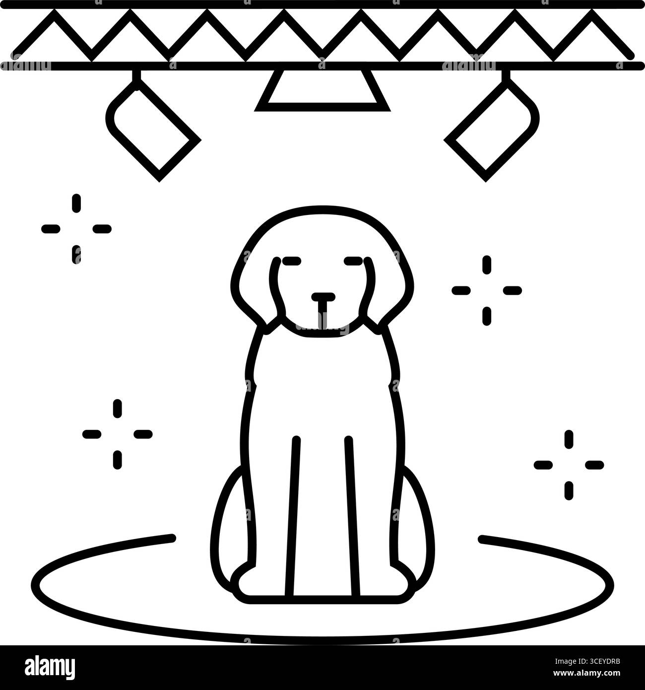 illustrazione vettoriale dell'icona della linea del concorso per cani in evidenza Illustrazione Vettoriale