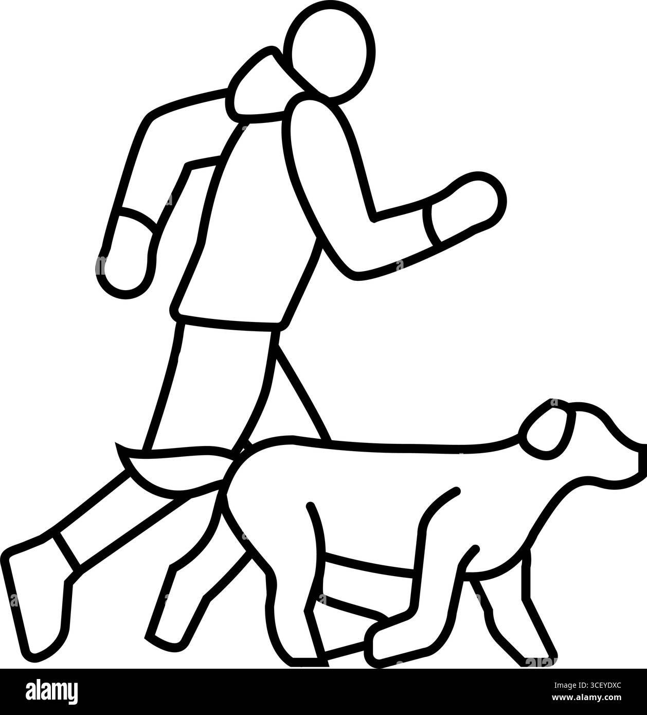 e il gestore che esegue la gara di cani mostra l'icona della linea, illustrazione vettoriale Illustrazione Vettoriale