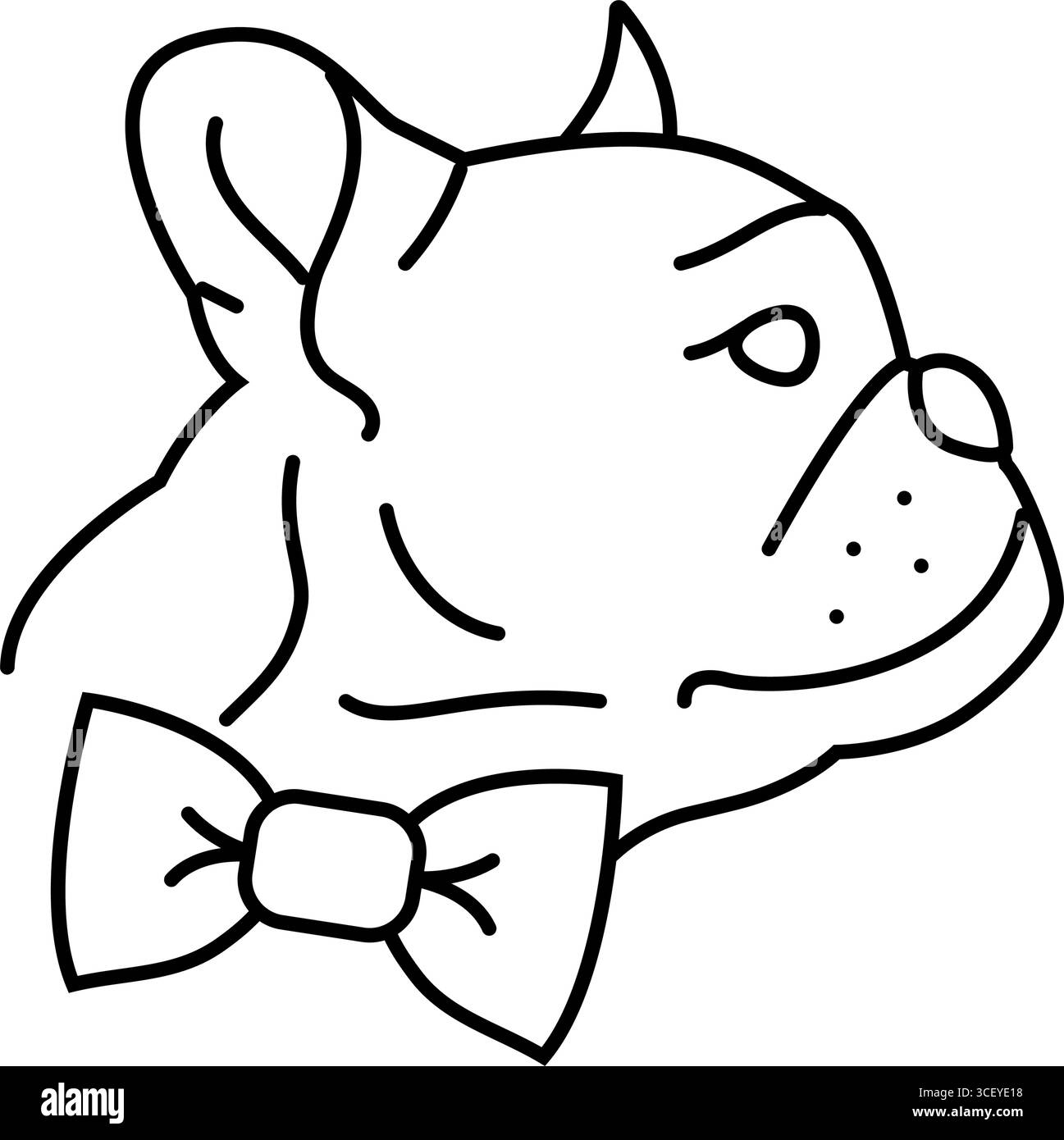 illustrazione vettoriale dell'icona della linea del concorso bowtie dog Illustrazione Vettoriale