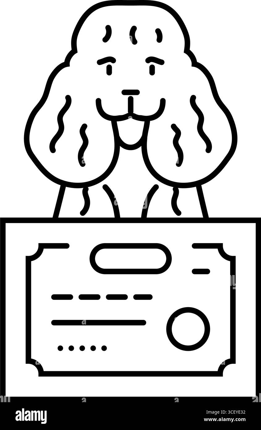 illustrazione vettoriale dell'icona della riga del concorso per cani certificati Illustrazione Vettoriale