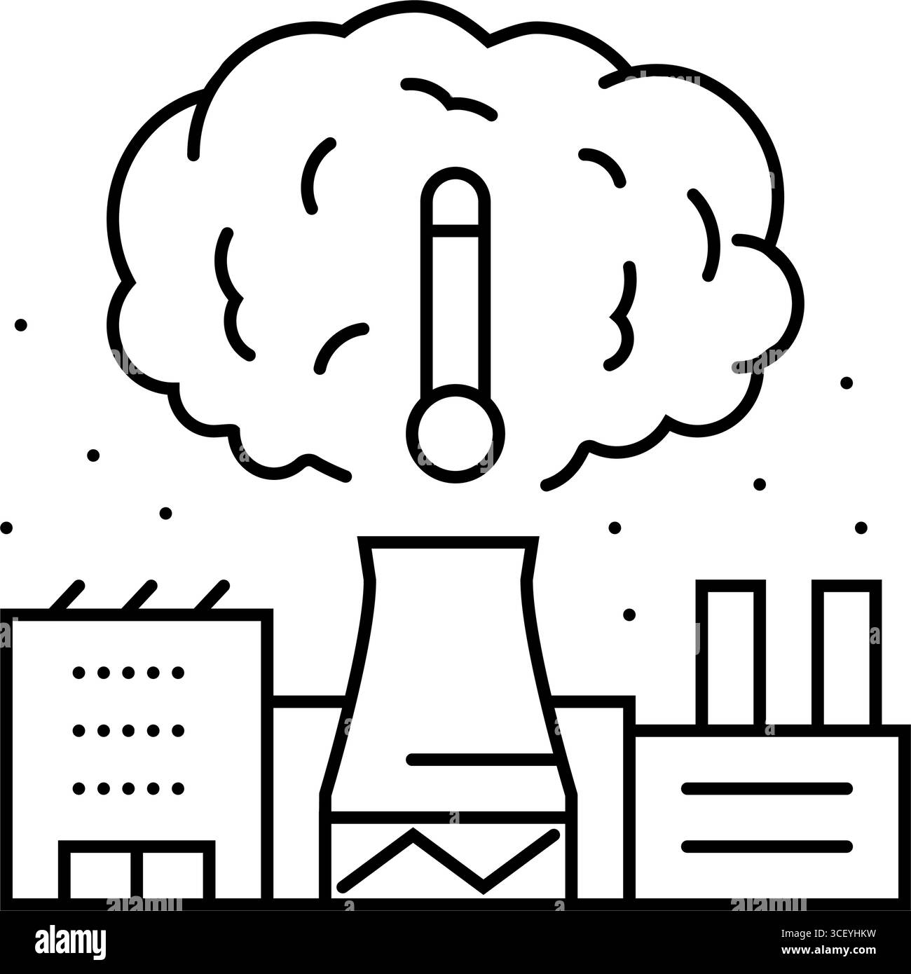 illustrazione vettoriale dell'icona della linea di inquinamento termico dell'aria Illustrazione Vettoriale