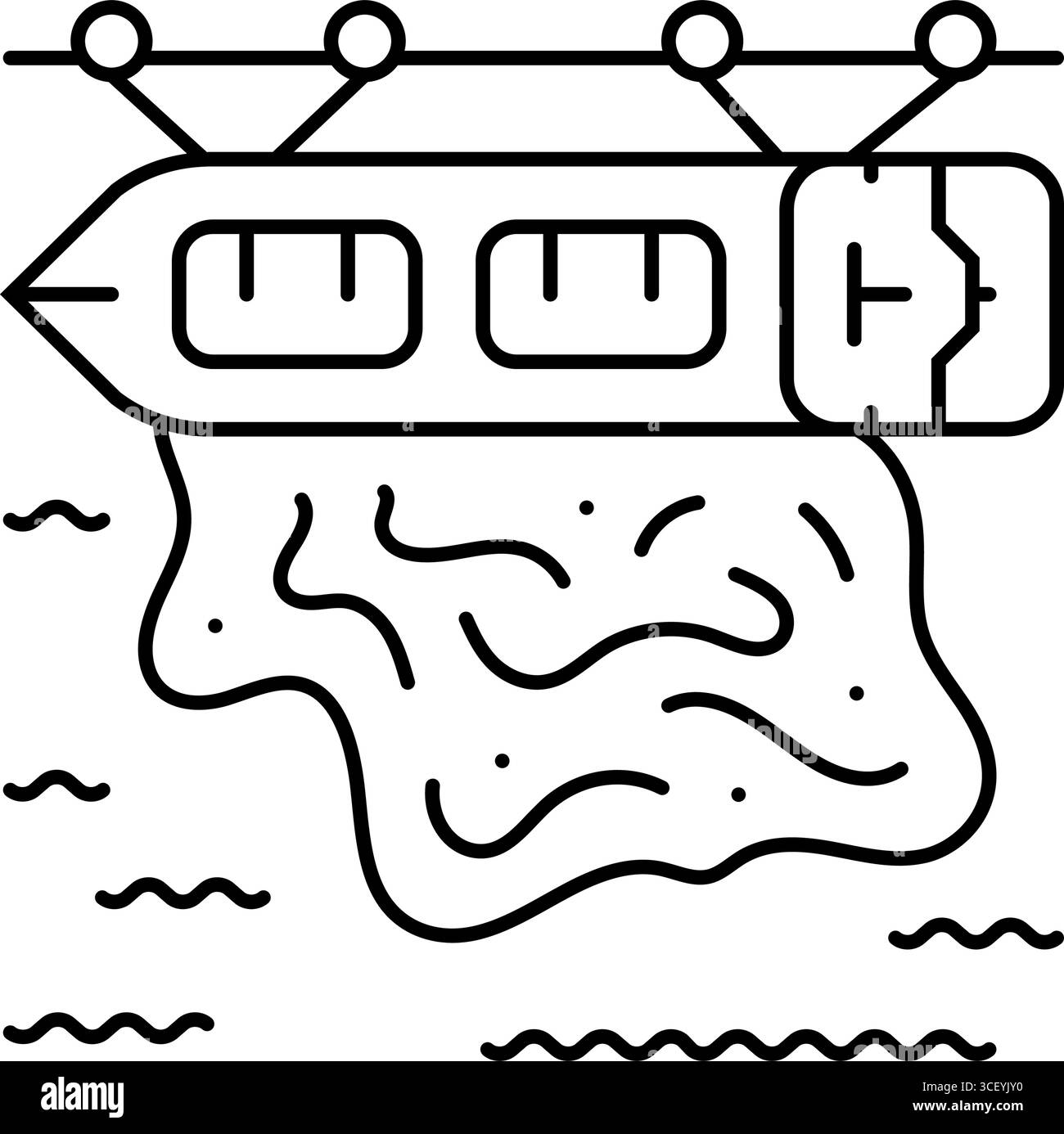 illustrazione vettoriale dell'icona della linea di perdita di olio nella porta industriale Illustrazione Vettoriale