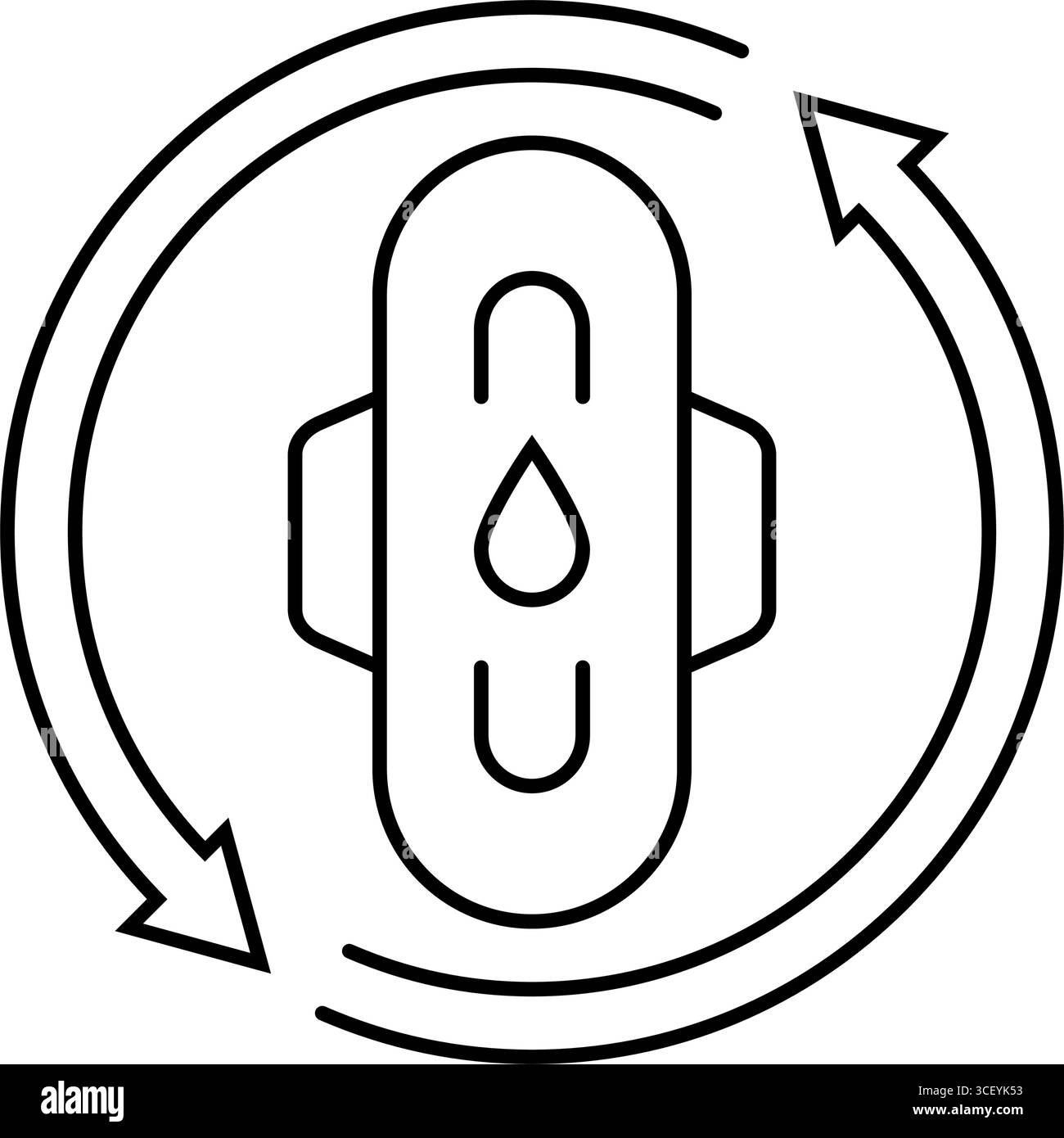 illustrazione vettoriale dell'icona della linea della pubertà dell'adolescenza mestruale Illustrazione Vettoriale