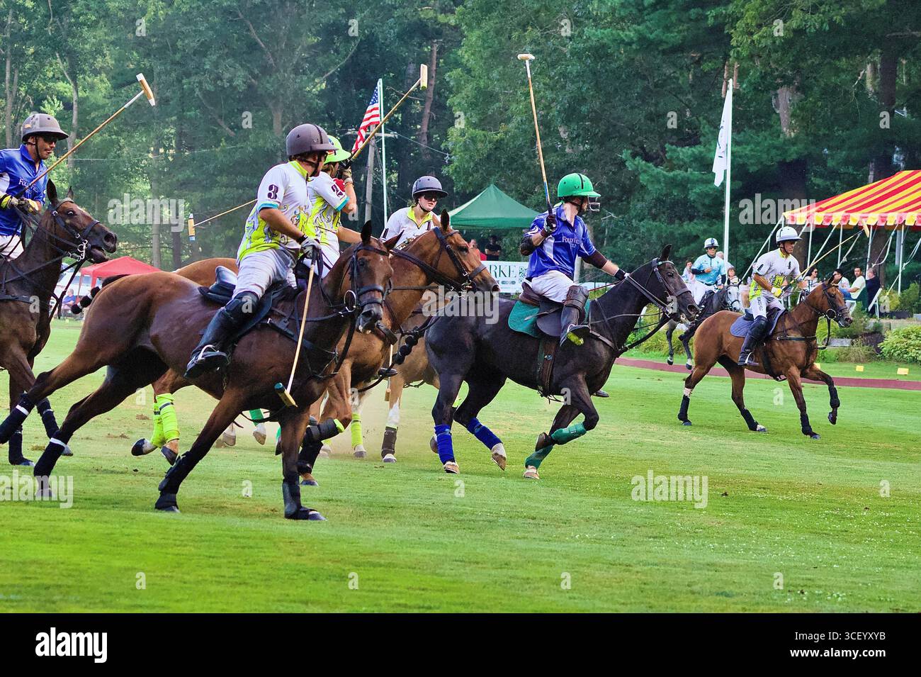 Polo Match al Myopia Polo Club di Hamilton, Massachusetts. Foto Stock