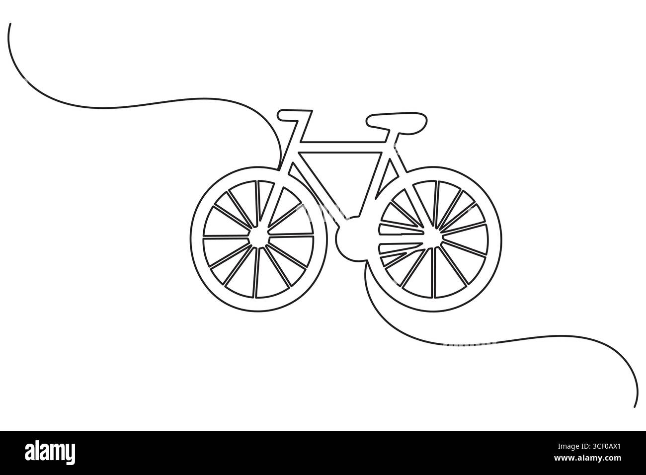 Bicicletta continua su una linea disegnando un'illustrazione vettoriale minimalista Illustrazione Vettoriale