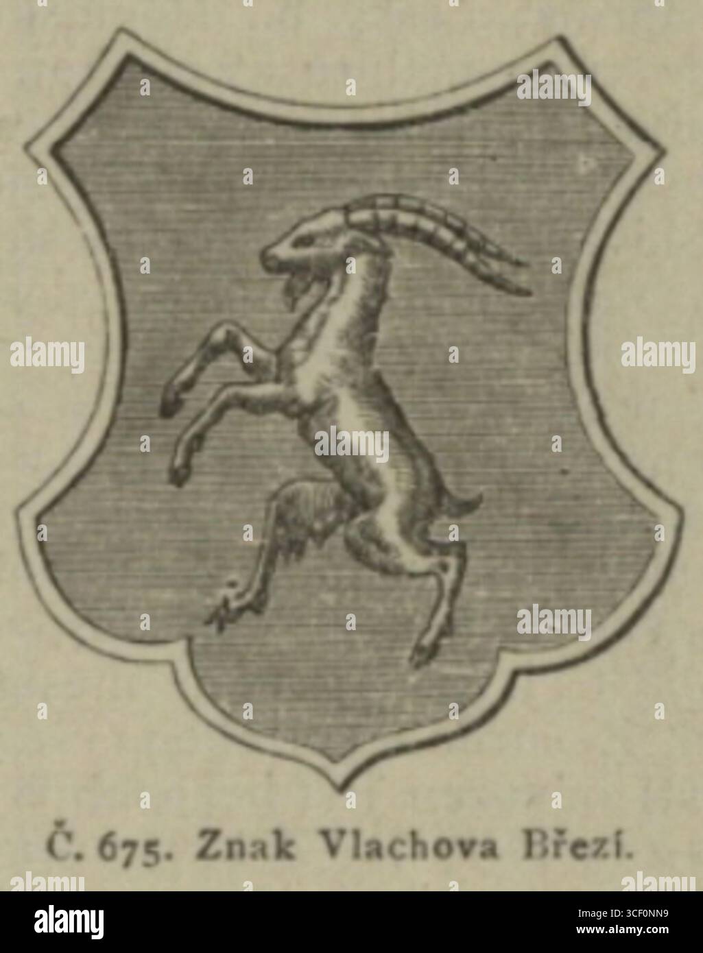 Si tratta di un simbolo della città di Vlachova Bezí, datato 1891. L'immagine mostra il punto di riferimento storico distinto che segna la posizione. Foto Stock