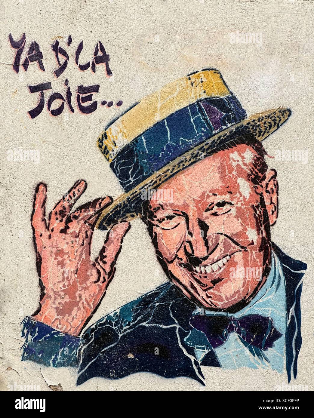 MAURICE CHEVALIER STREET ART Foto Stock