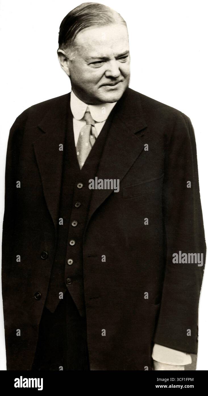 Herbert Clark Hoover (1874-1964), il 31° presidente degli Stati Uniti, prestò servizio dal 1929 al 1933, supervisionando il paese durante l'inizio della grande depressione. Foto Stock