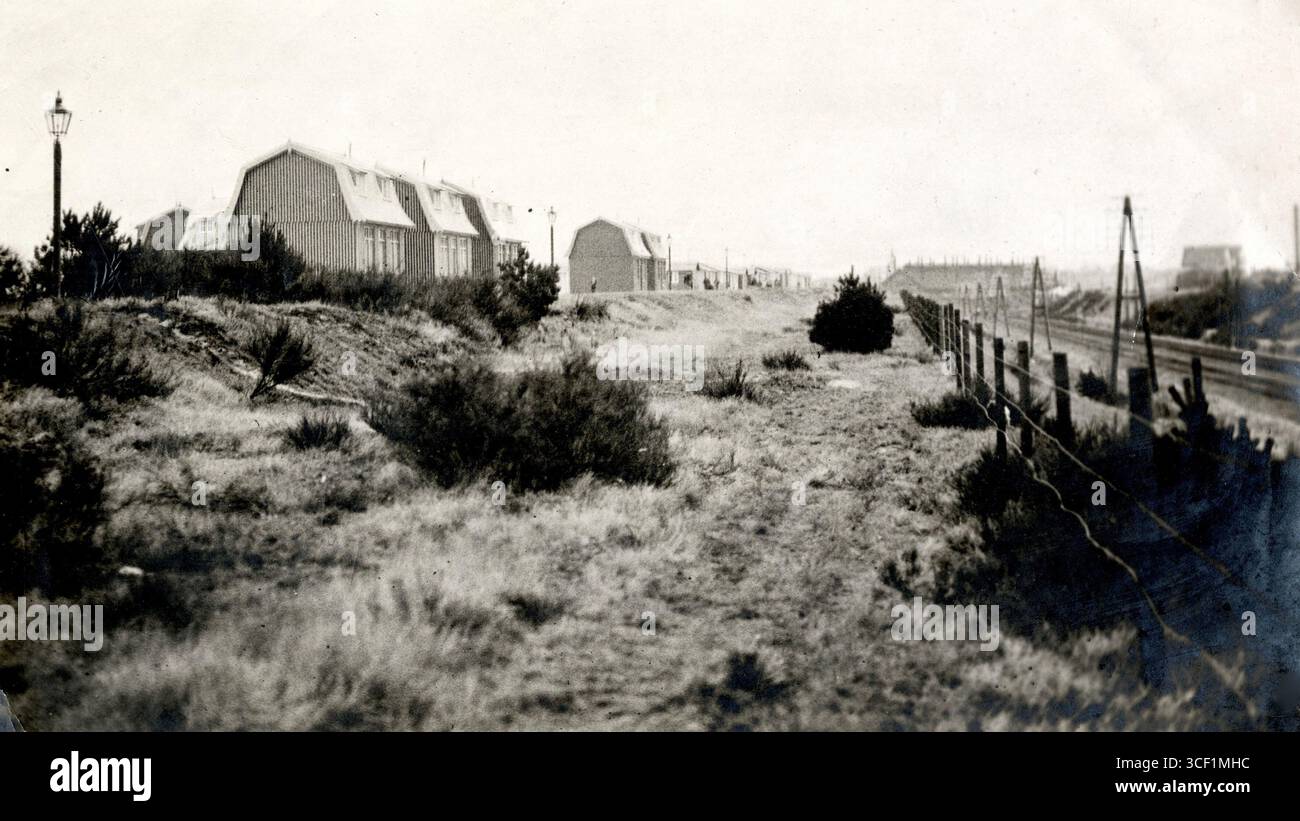 Prima guerra mondiale alloggi per prigionieri di guerra a "Elisabeth-Dorp", un villaggio belga per famiglie di soldati belgi internati, costruito sul Vlasakker vicino ad Amersfoort nel 1916. Foto Stock