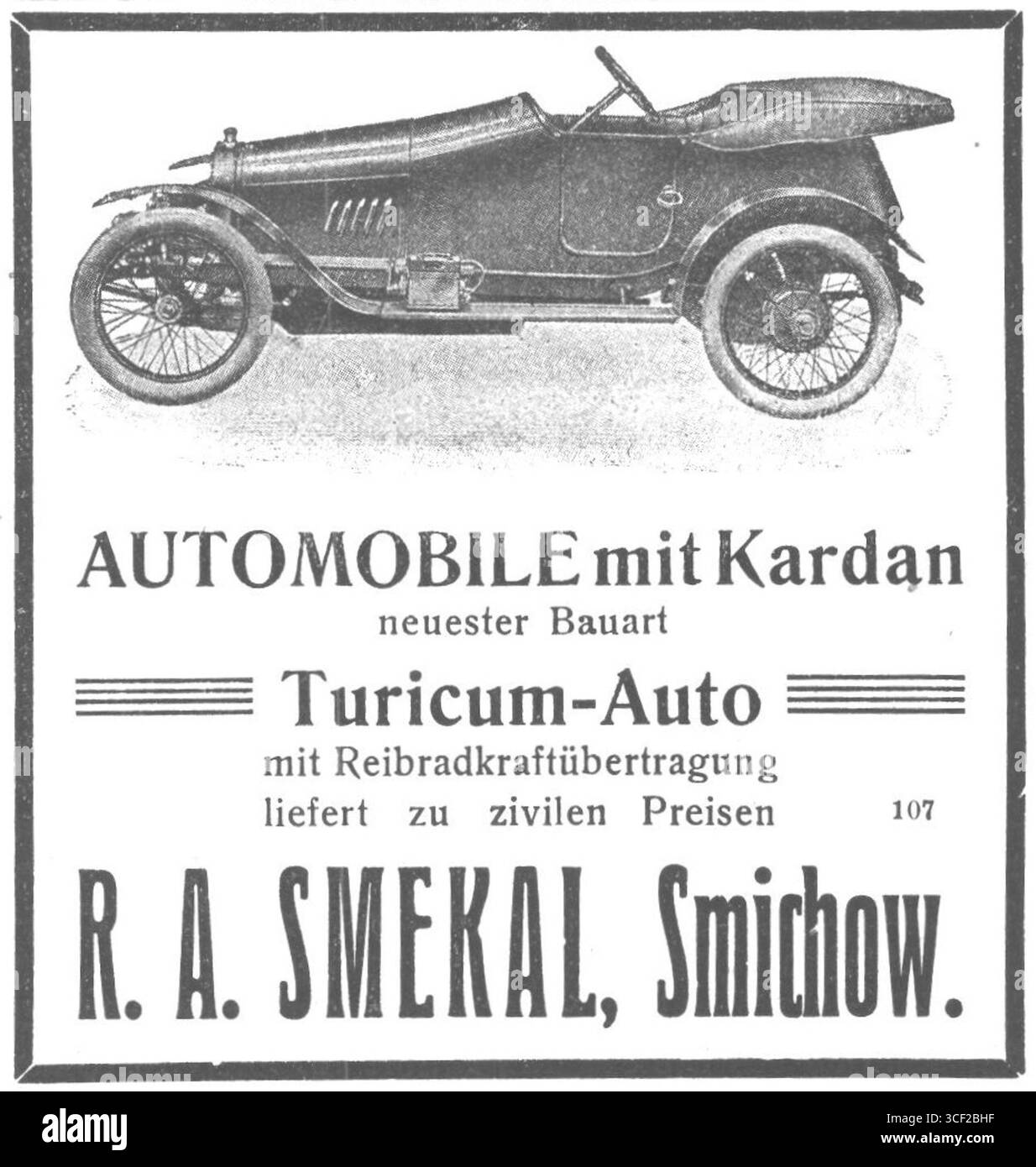 La Turcium-Auto, prodotta dalla R.A. Smekal a Smíchov, Cecoslovacchia, nel 1913, era un'automobile del XX secolo. Questa fotografia cattura il design del veicolo e riflette la crescita industriale in Cecoslovacchia durante quel periodo. Foto Stock