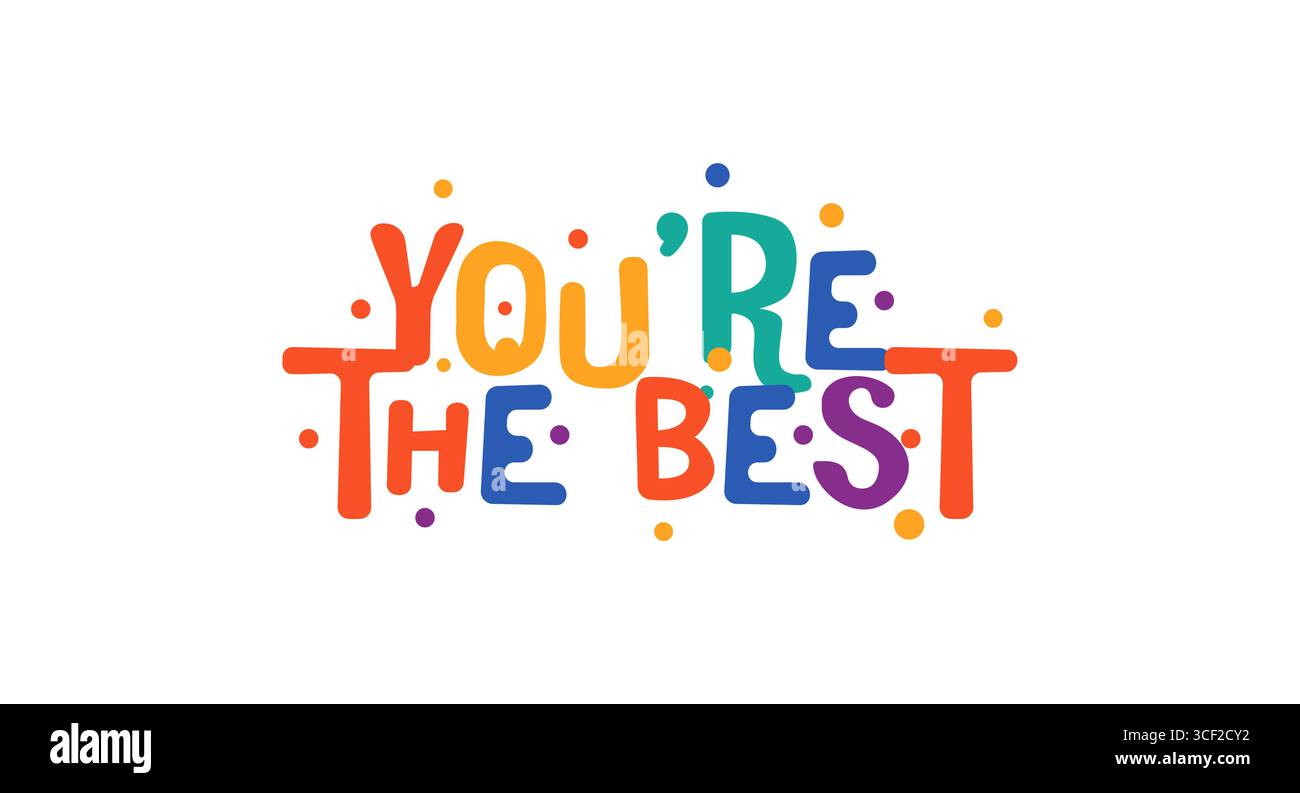 Divertente e colorata frase per scrivere sei il miglior font Bubble Festival. Design positivo e intuitivo per poster, regali, adesivi, società Illustrazione Vettoriale