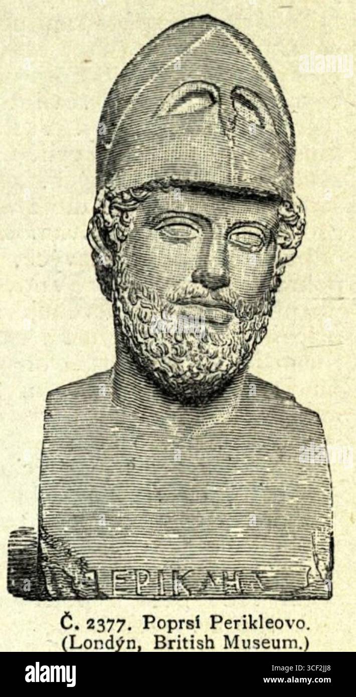 Un busto di Pericle, situato nel British Museum, risalente al 1900 circa. Foto Stock