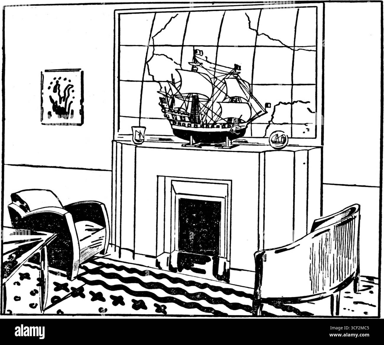 Questa edizione del 1935 del quotidiano *Dames-Courant* presenta un articolo dell'11 gennaio, che mette in evidenza una stanza nota per le sue caratteristiche eccentriche. Foto Stock