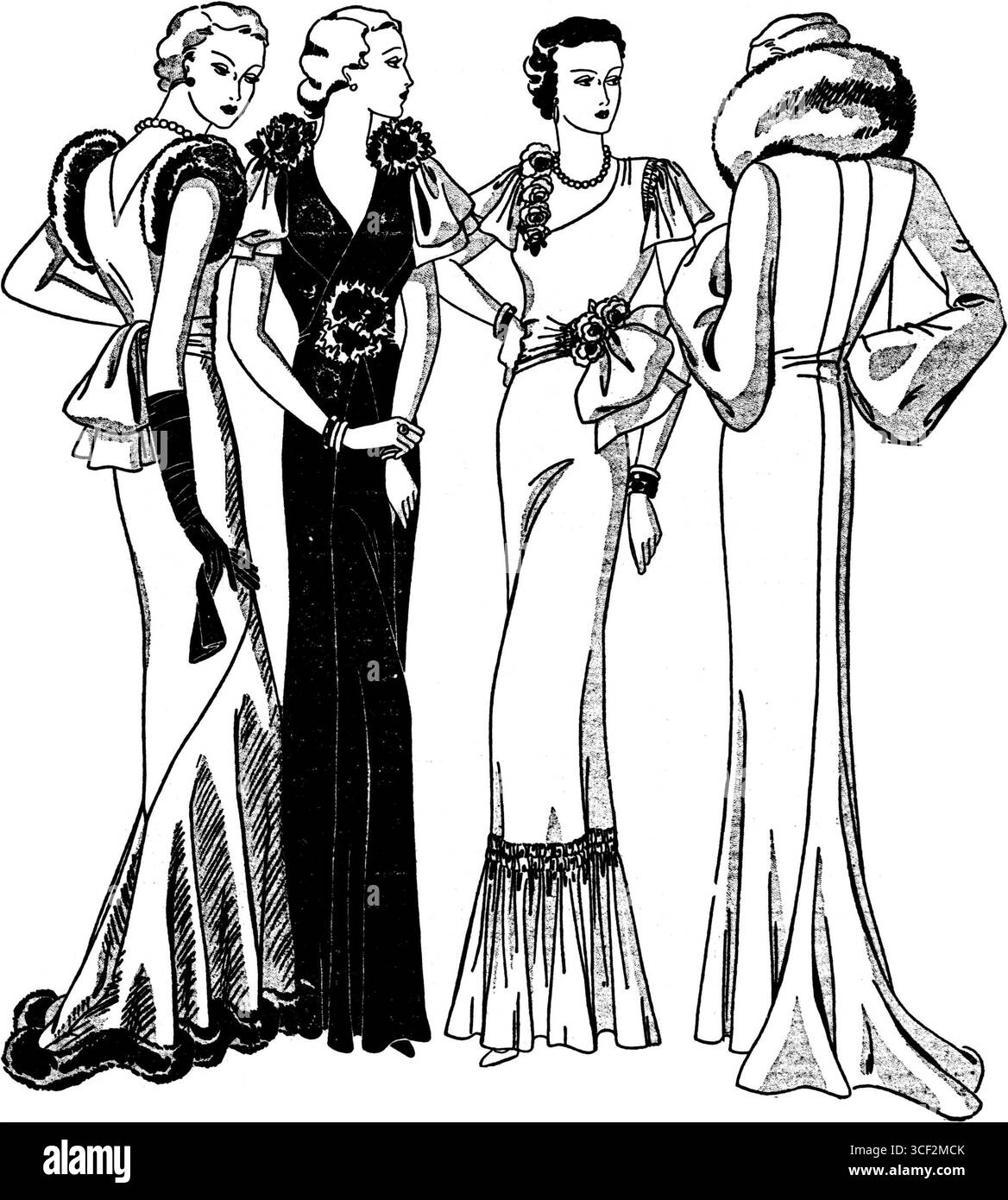 Il numero Dames-Courant dell'11 gennaio 1935 contiene un articolo sulla moda francese, che illustra la sua influenza sullo stile femminile olandese all'inizio del XX secolo. Foto Stock