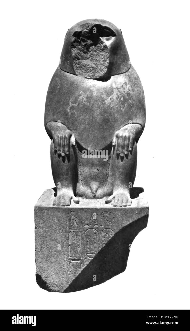 Un'altra statua di babbuini dell'Iseum Campense, fotografata nel 1883 prima del restauro, risalente alla XXXI dinastia egizia e appartenente al santuario di Iside e Sarapide nel campo Marzio di Roma. Foto Stock