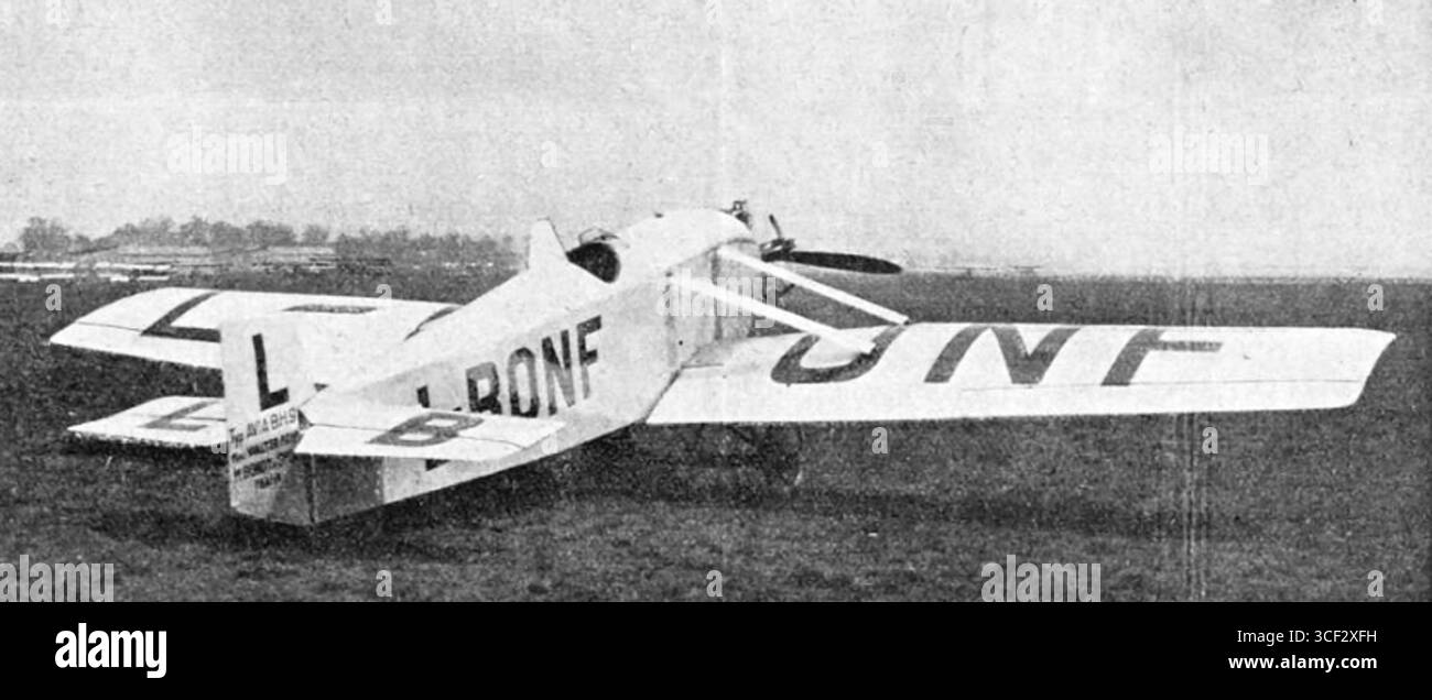 L'Avia BH-9, contrassegnato L-BONF, è stato fotografato nel giugno 1925. Rappresenta un importante velivolo della prima storia dell'aviazione, apparso sulla rivista ceca "Letec" dell'epoca. Foto Stock