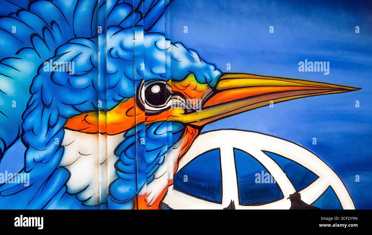 Dettaglio di un graffito al Gärtnerplatzviertel di Monaco. Foto Stock