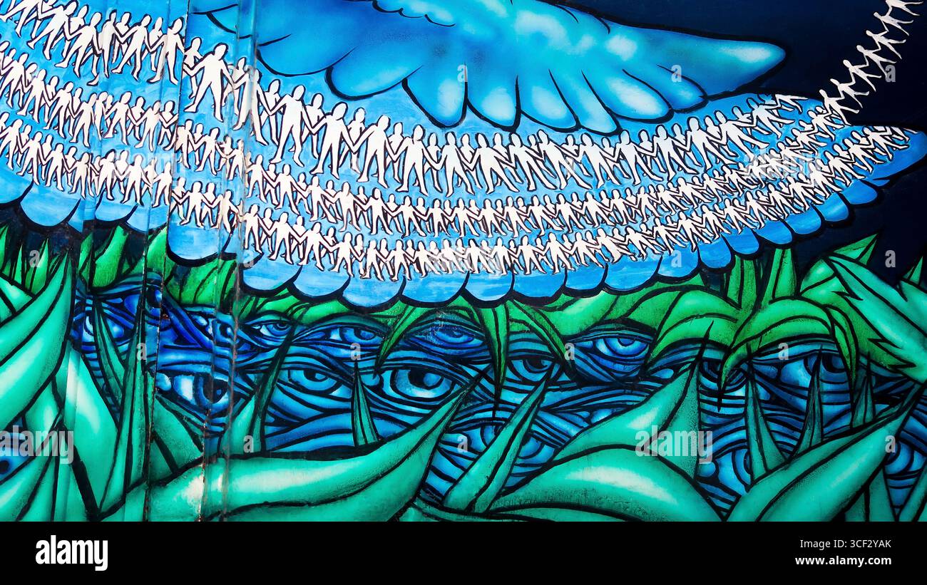 Dettaglio di un graffito al Gärtnerplatzviertel di Monaco. Foto Stock