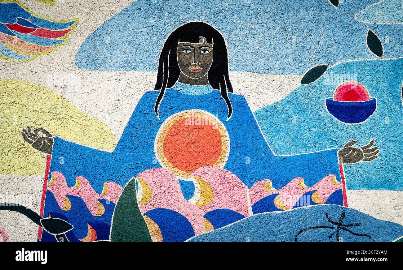 Dettaglio della facciata del centro comunitario di Glockenbachwerkstatt a Monaco. Foto Stock