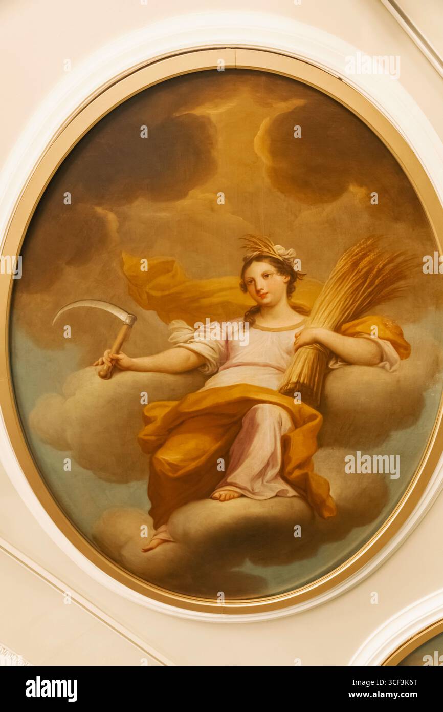 Inghilterra, Somerset, Bath, The Bath Royal Literary and Scientific Institution, dipinto a soffitto raffigurante Cerere la dea romana delle piante in crescita di Andrea Casali Foto Stock