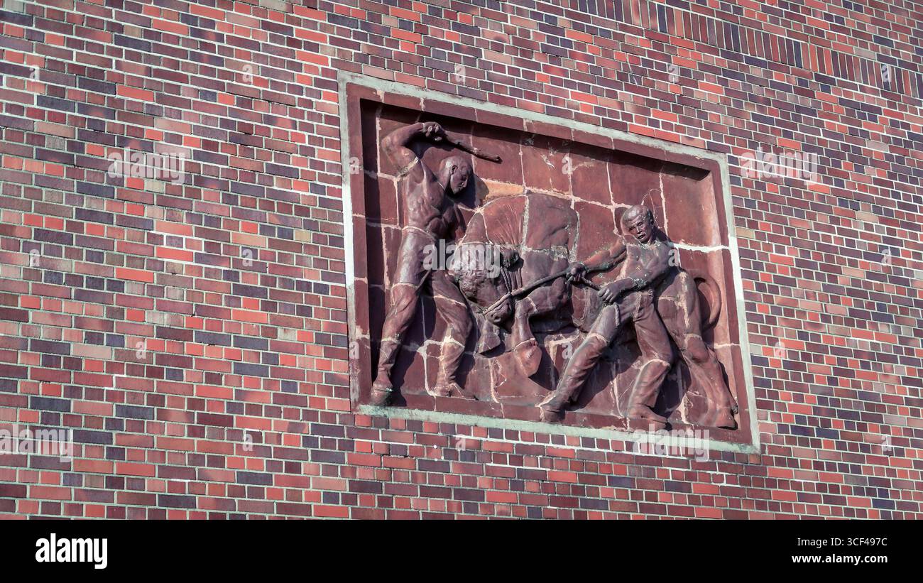 Sollievo di bestiame stupefacente al macello di Monaco di Baviera. Foto Stock