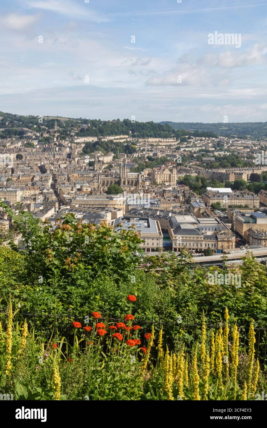Inghilterra, Somerset, Bath, Alexandra Park, vista panoramica della città dal parco Foto Stock