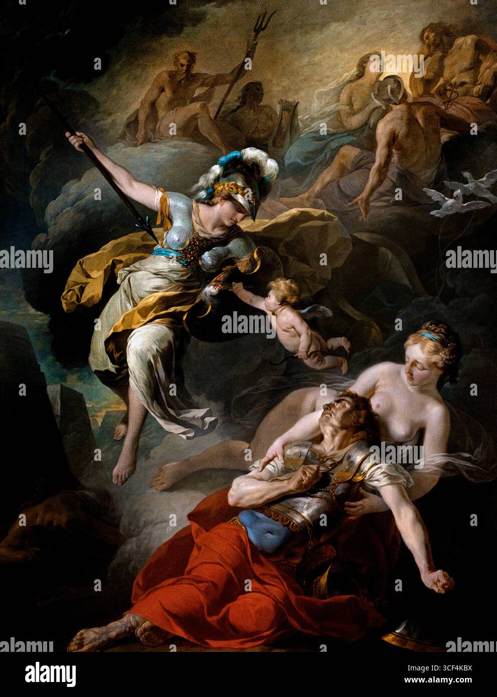 Joseph-Benoît Suvée. 1743-1807 la battaglia di Minerva da marzo. 1771 Francia francese , Museo Lille Francia. ("la battaglia di Minerva" si riferisce più comunemente al combattimento mitologico tra la dea romana Minerva e il dio Marte, raffigurato in arte come il dipinto di Jacques-Louis David "il combattimento di Marte e Minerva", dove Minerva sconfigge il dio della guerra durante la guerra di Troia.) Artista: Joseph-Benoît Suvée (1743–1807) Foto Stock
