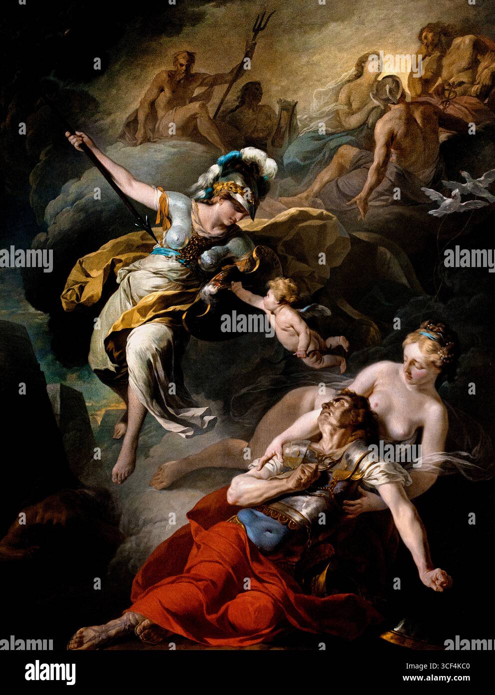 Joseph-Benoît Suvée. 1743-1807 la battaglia di Minerva da marzo. 1771 Francia francese , Museo Lille Francia. ("la battaglia di Minerva" si riferisce più comunemente al combattimento mitologico tra la dea romana Minerva e il dio Marte, raffigurato in arte come il dipinto di Jacques-Louis David "il combattimento di Marte e Minerva", dove Minerva sconfigge il dio della guerra durante la guerra di Troia.) Artista: Joseph-Benoît Suvée (1743–1807) Foto Stock