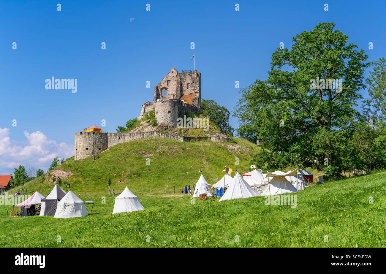 Ripresa del castello presso le rovine del castello di Sulzberg Foto Stock