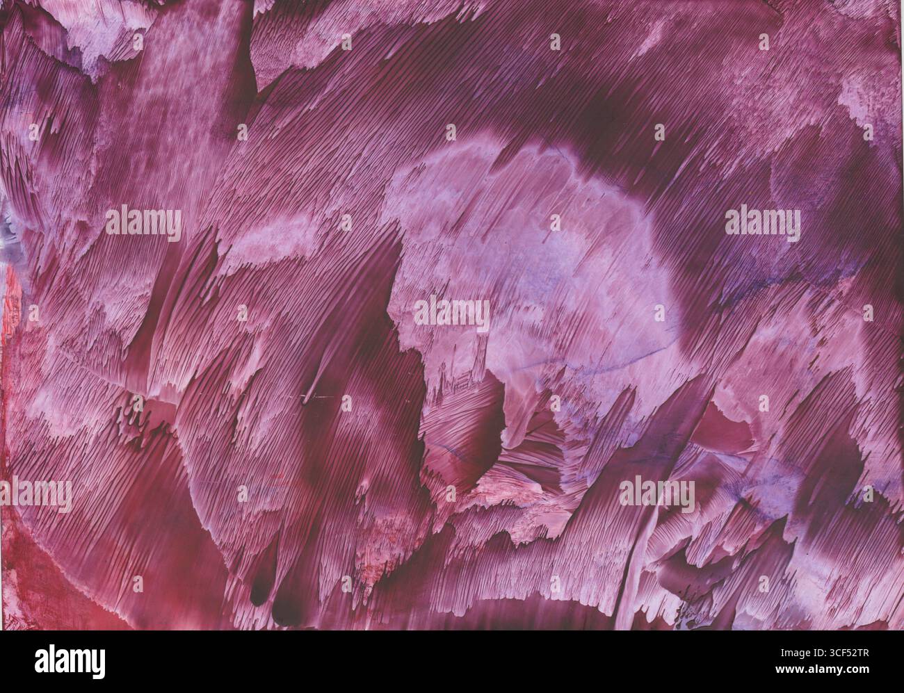 Pittura encaustica dipinta con un ferro per pittura con un effetto testurizzato in toni violetti Foto Stock