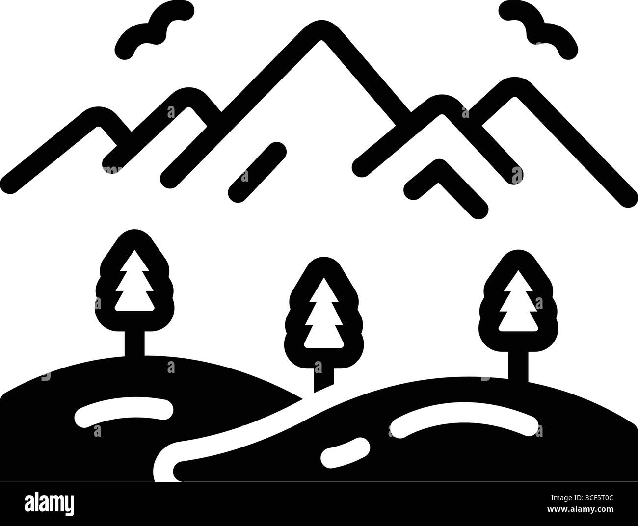 Icona per montagna, paesaggio Illustrazione Vettoriale