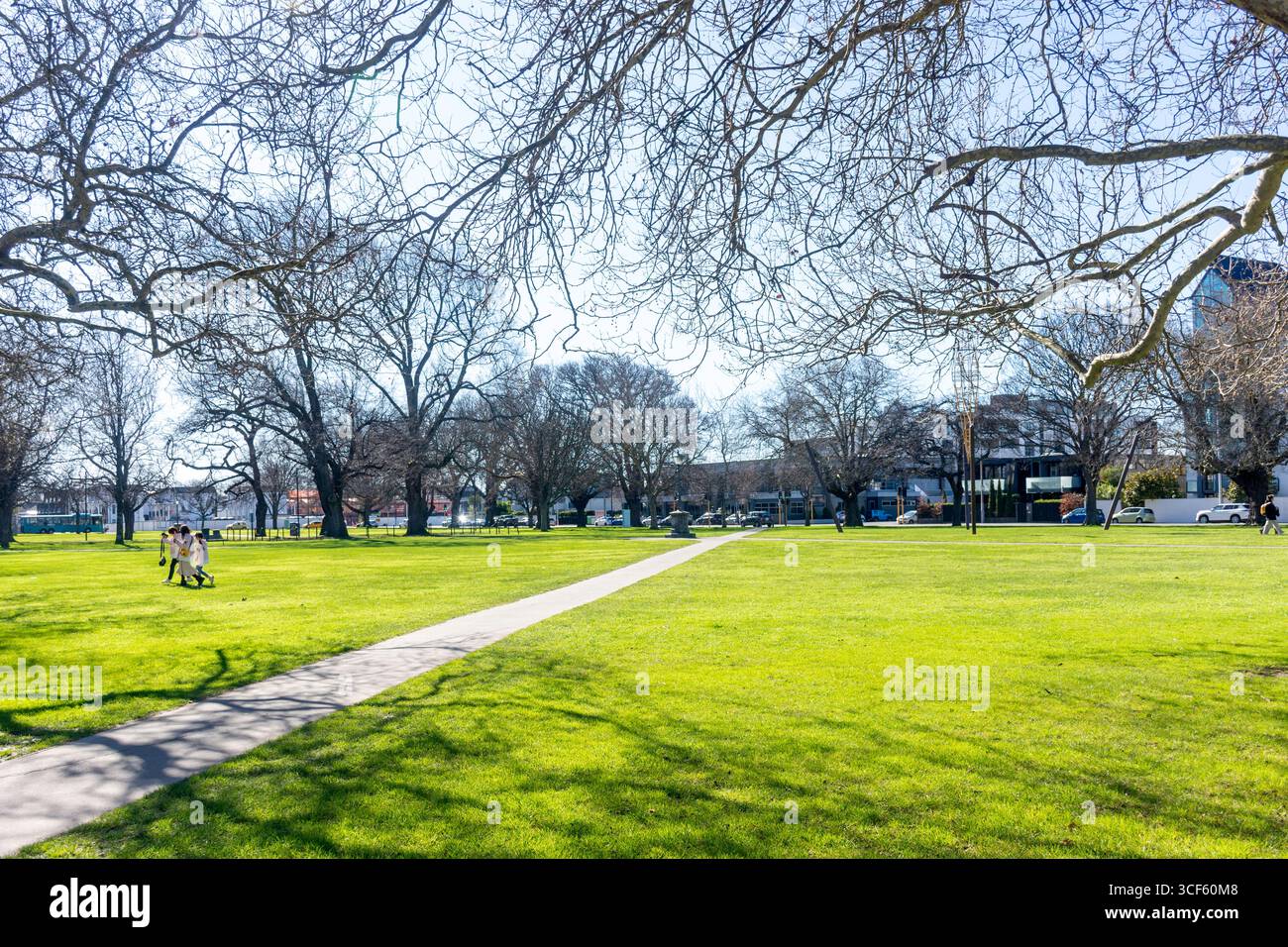 Latimer Square in inverno, Hereford Street, Christchurch Central City, Christchurch (Ōtautahi), Canterbury Region, nuova Zelanda Foto Stock