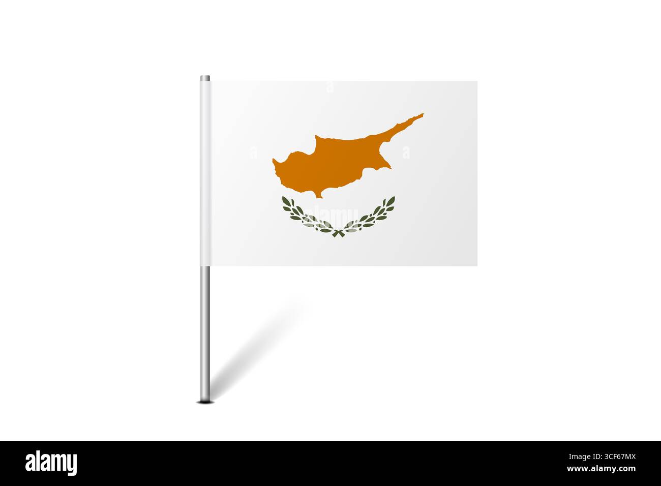 Bandiera di Cipro - bandiera della mappa che rappresenta l'identità e il patrimonio culturale di un paese. L'essenza dell'orgoglio nazionale e dell'unità. Indicatore pin mappa bloccato su uno sfondo bianco Illustrazione Vettoriale