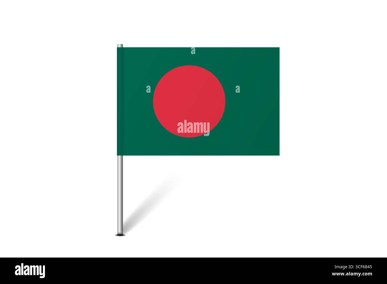 Bandiera del Bangladesh - bandiera della mappa che rappresenta l'identità e il patrimonio culturale di un paese. L'essenza dell'orgoglio nazionale e dell'unità. Indicatore pin mappa bloccato su uno sfondo bianco Illustrazione Vettoriale