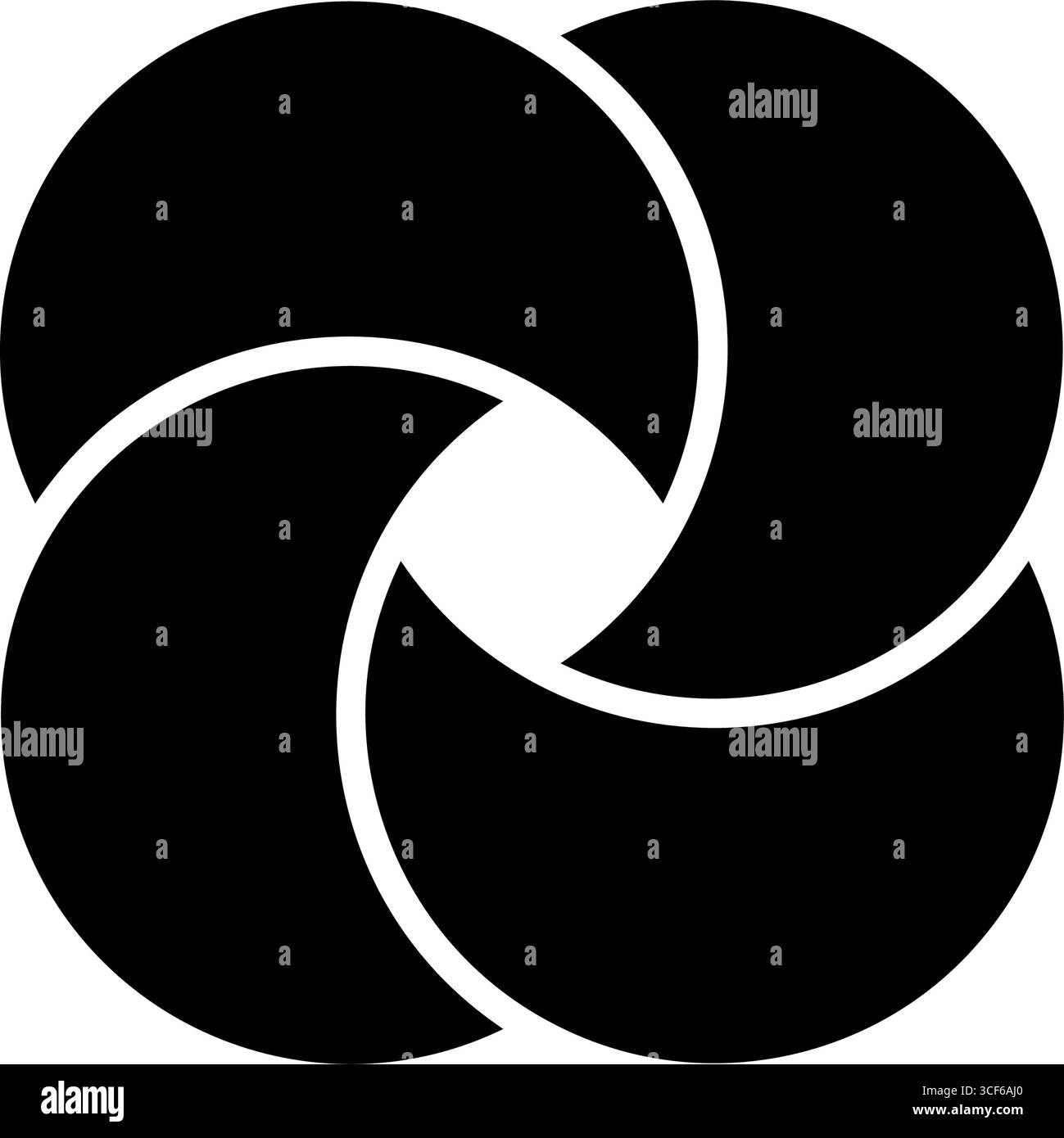 Icona infografica del diagramma circolare Venn. Grafico. Quattro diagrammi circolari di bilanciamento del nero. Sovrapponi elemento di disegno. Grafico dei processi aziendali. Vettore Illustrazione Vettoriale