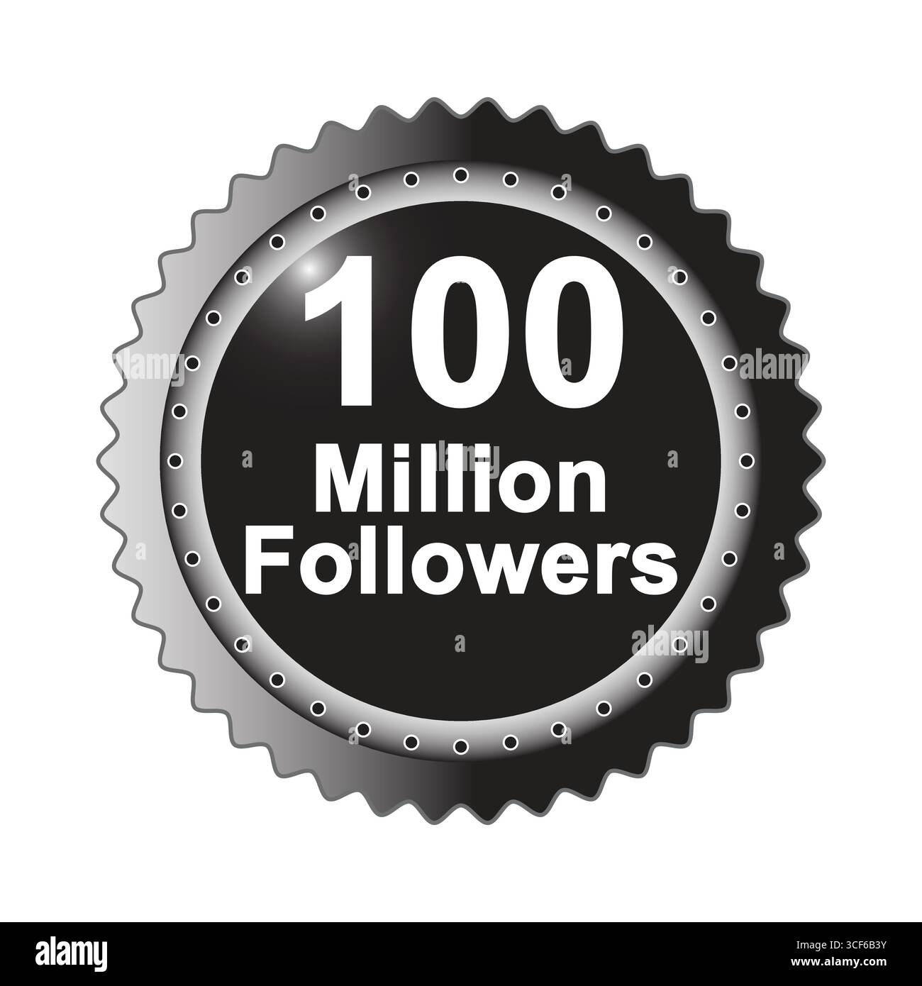 100 milioni di follower celebrazione vettoriale con sfondo bianco, grafica modificabile per il successo dei social media, poster di ringraziamento e congratulazioni. Illustrazione Vettoriale