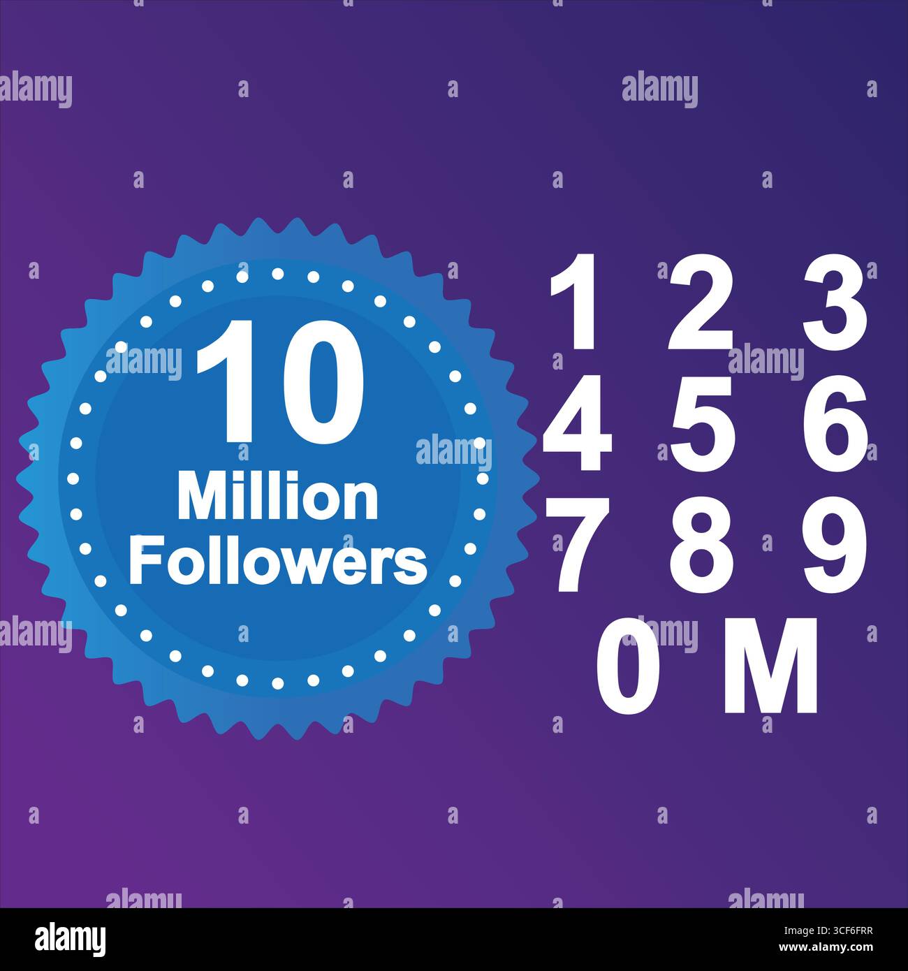 Pacchetto Million follower completo, grafica di saluto vettoriale modificabile con sfondi sfumati, perfetto per le pietre miliari dei social media e i post di celebrazione Illustrazione Vettoriale