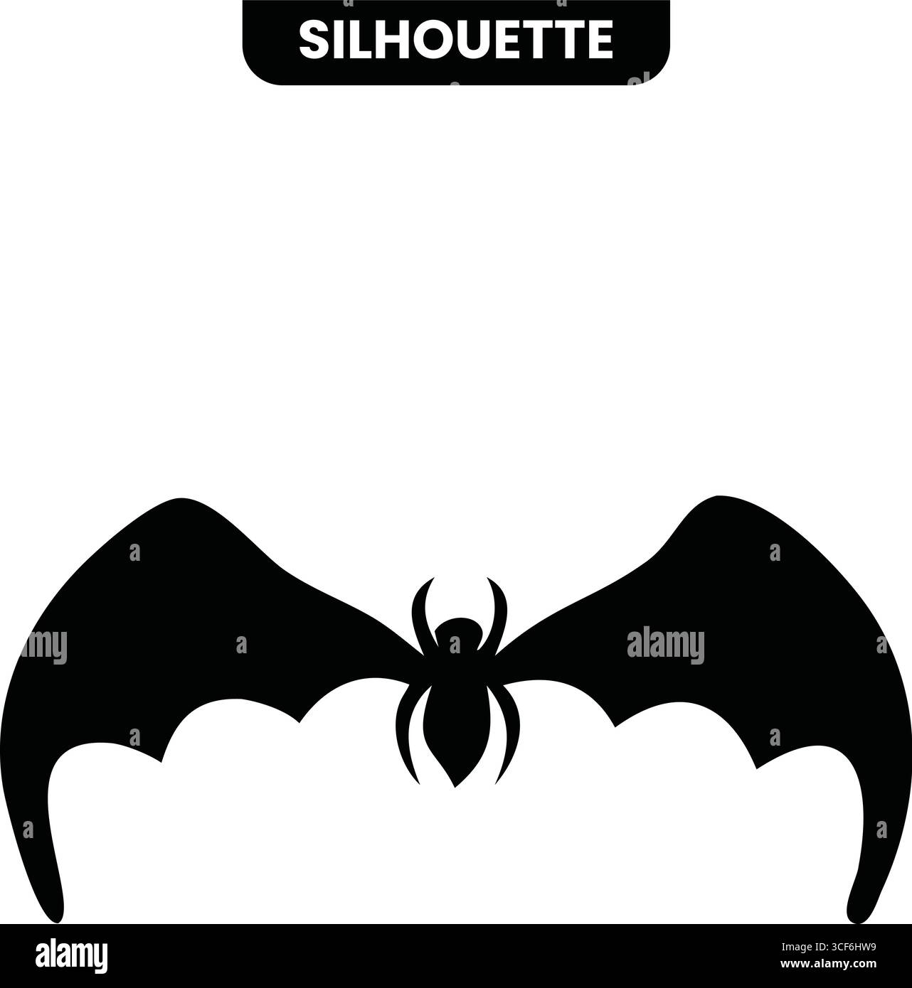 Un'icona di pipistrello nera unica e inquietante con un ragno sul corpo, ideale per aggiungere un tocco spaventoso all'arte e alla grafica a tema Halloween. Illustrazione Vettoriale