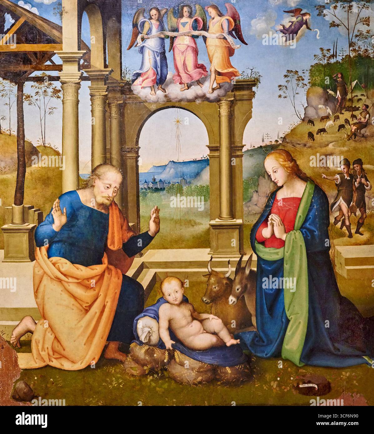 Presepe - tempera su tavola - Giovan Battista Pistoiese - terzo decennio del XVI secolo - Pistoia, Museo Civico Foto Stock