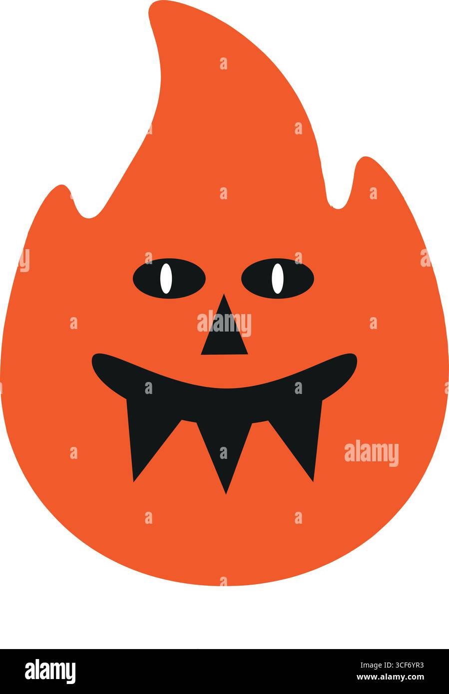 Spaventoso viso di zucca di Halloween con un colore arancione brillante, perfetto per inviti alle vacanze e design natalizi, è semplice, divertente e unico Illustrazione Vettoriale