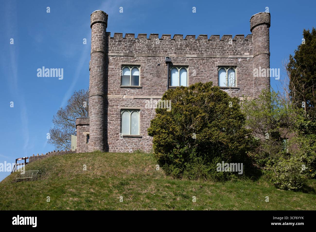 Museo del castello di Abergavenny sulla motte ad Abergavenny Monmouthshire Galles Regno Unito Foto Stock