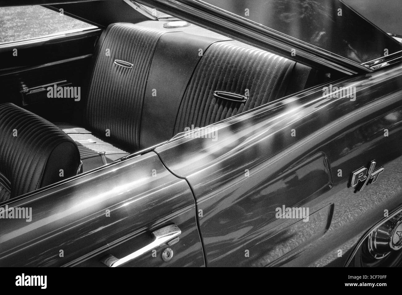 Muscle Car Dodge Charger vintage in bianco e nero Foto Stock