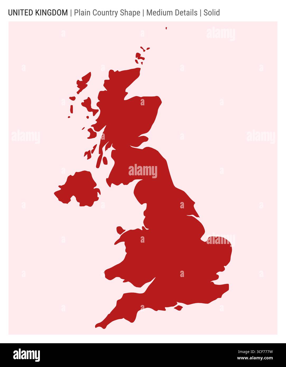 Mappa del paese del Regno Unito. Dettagli medi. Stile solido. Forma del Regno Unito. Illustrazione vettoriale. Illustrazione Vettoriale