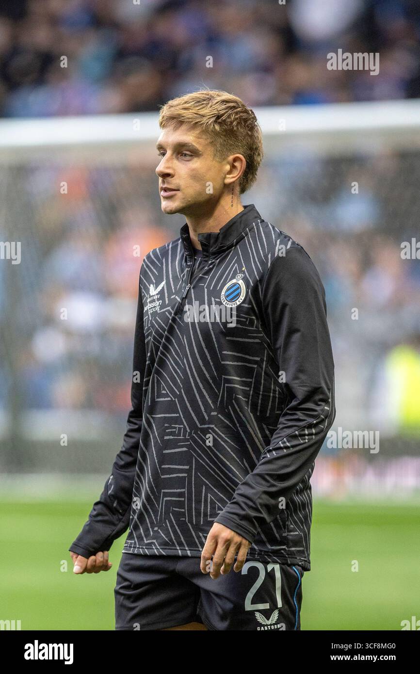 MICHAL SKORAS, giocatore di calcio professionista, attualmente gioca per il FC Club Brugge, una squadra di calcio belga Premier immagine scattata durante un esercizio a Foto Stock