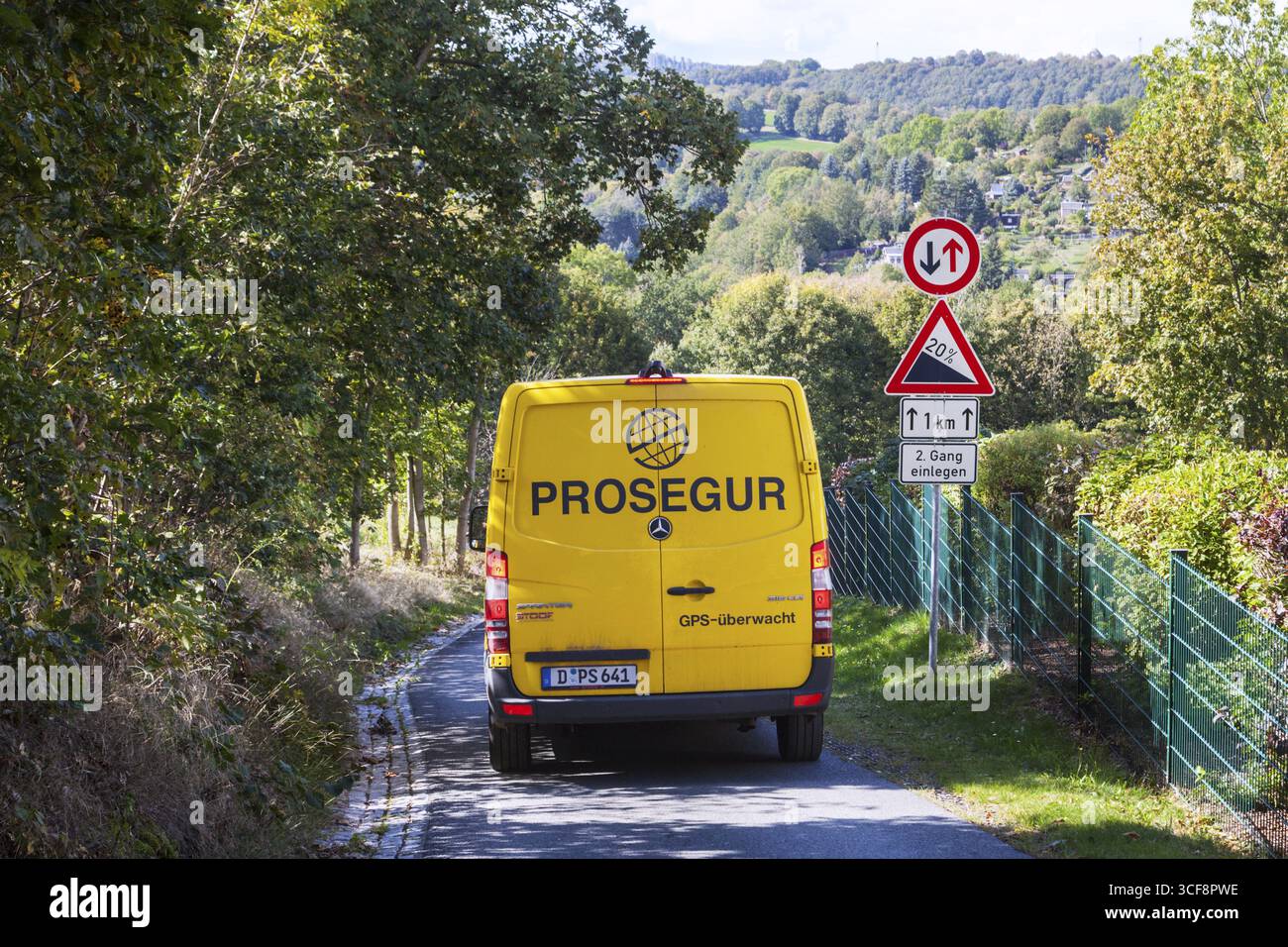 Prosegur cash transporter nel distretto di Saechsische Schweiz-Osterzgebirge, Sassonia Germania Foto Stock