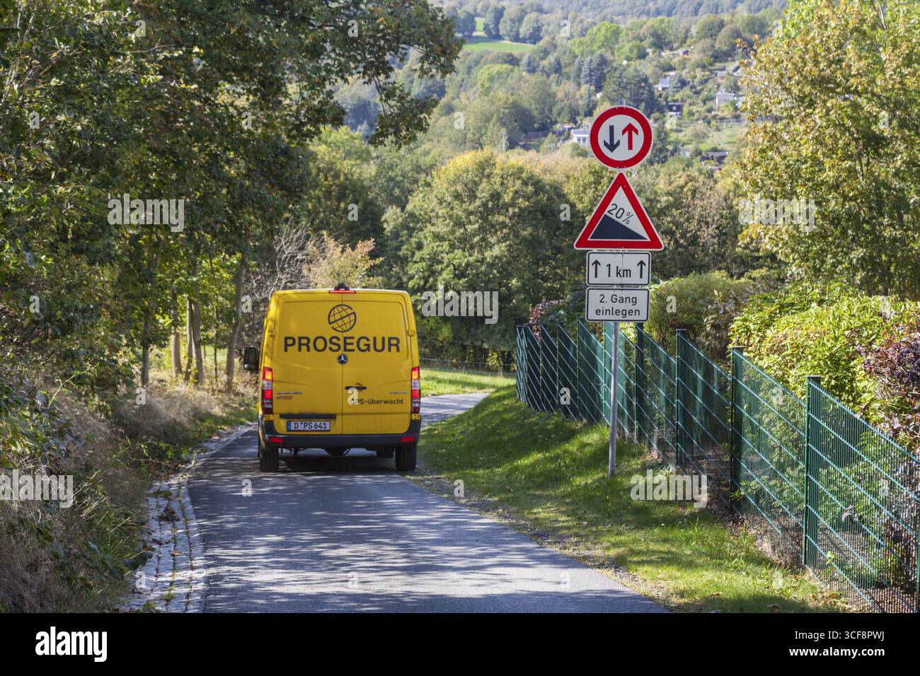 Prosegur cash transporter nel distretto di Saechsische Schweiz-Osterzgebirge, Sassonia Germania Foto Stock