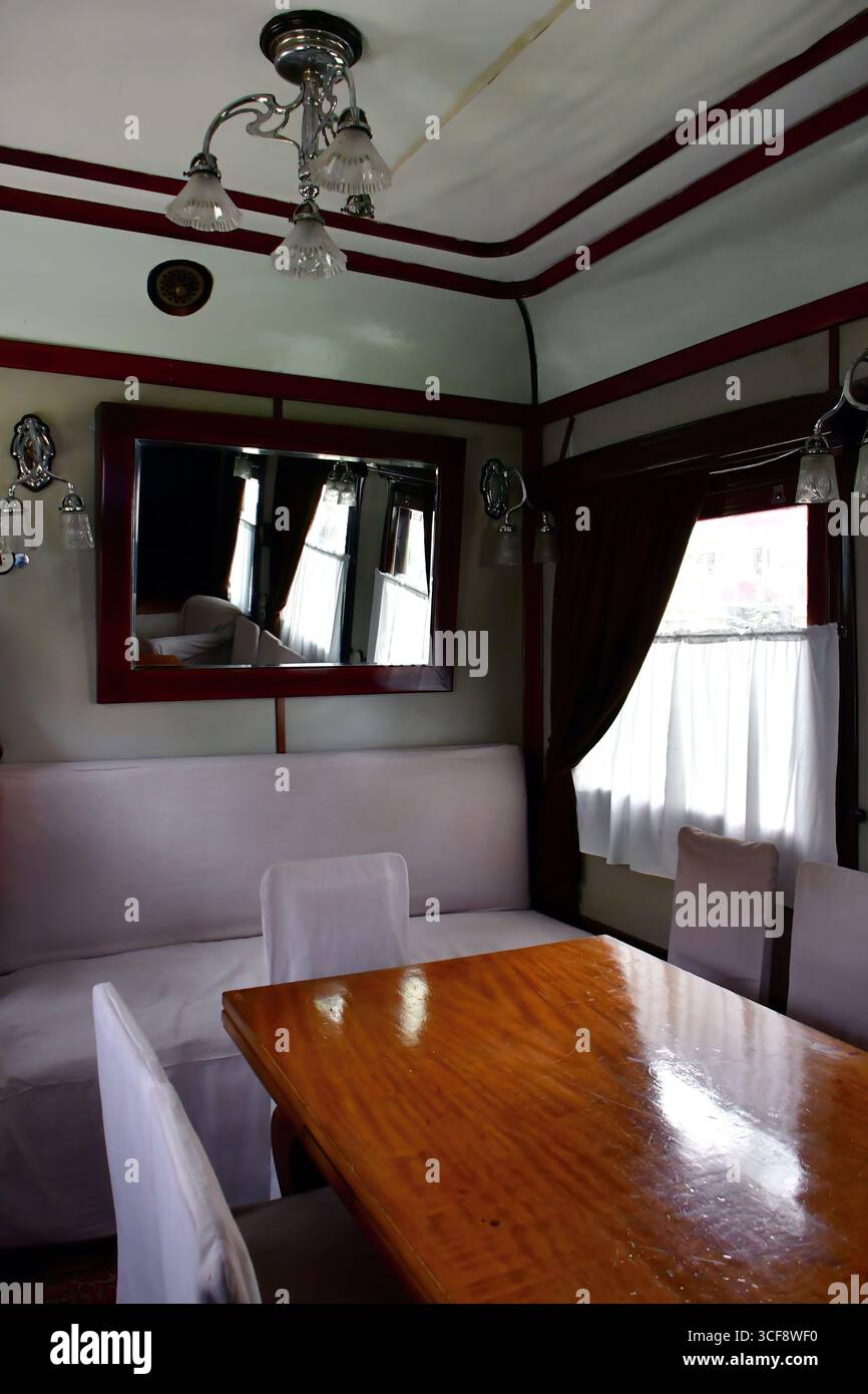 Interno, carrozza ferroviaria personale di Stalin, Gori, Georgia Foto Stock