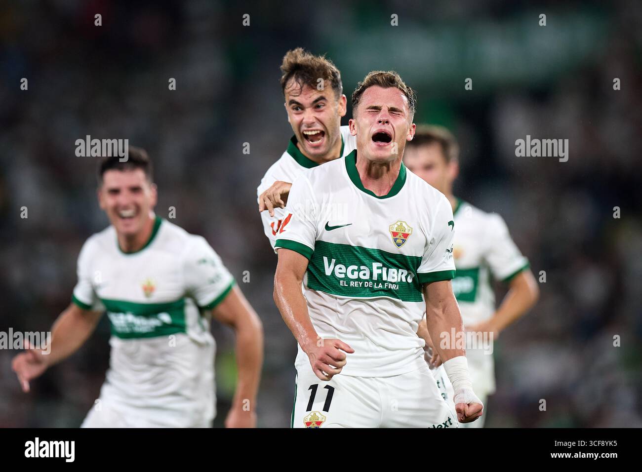 La tedesca Valera di Elche CF durante la partita di LaLiga tra Elche CF e Real Betis Balompie all'Estadio Manuel Martinez Valero il 18 agosto 2025 in ELC Foto Stock
